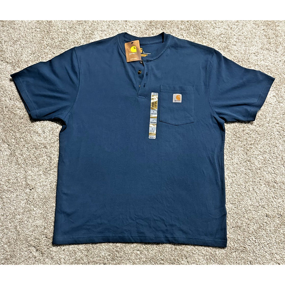 Carhartt Other - Carhartt Men’s Original Fit Henley T-Shirt Large L Blue Pocket Short Sleeve NWT